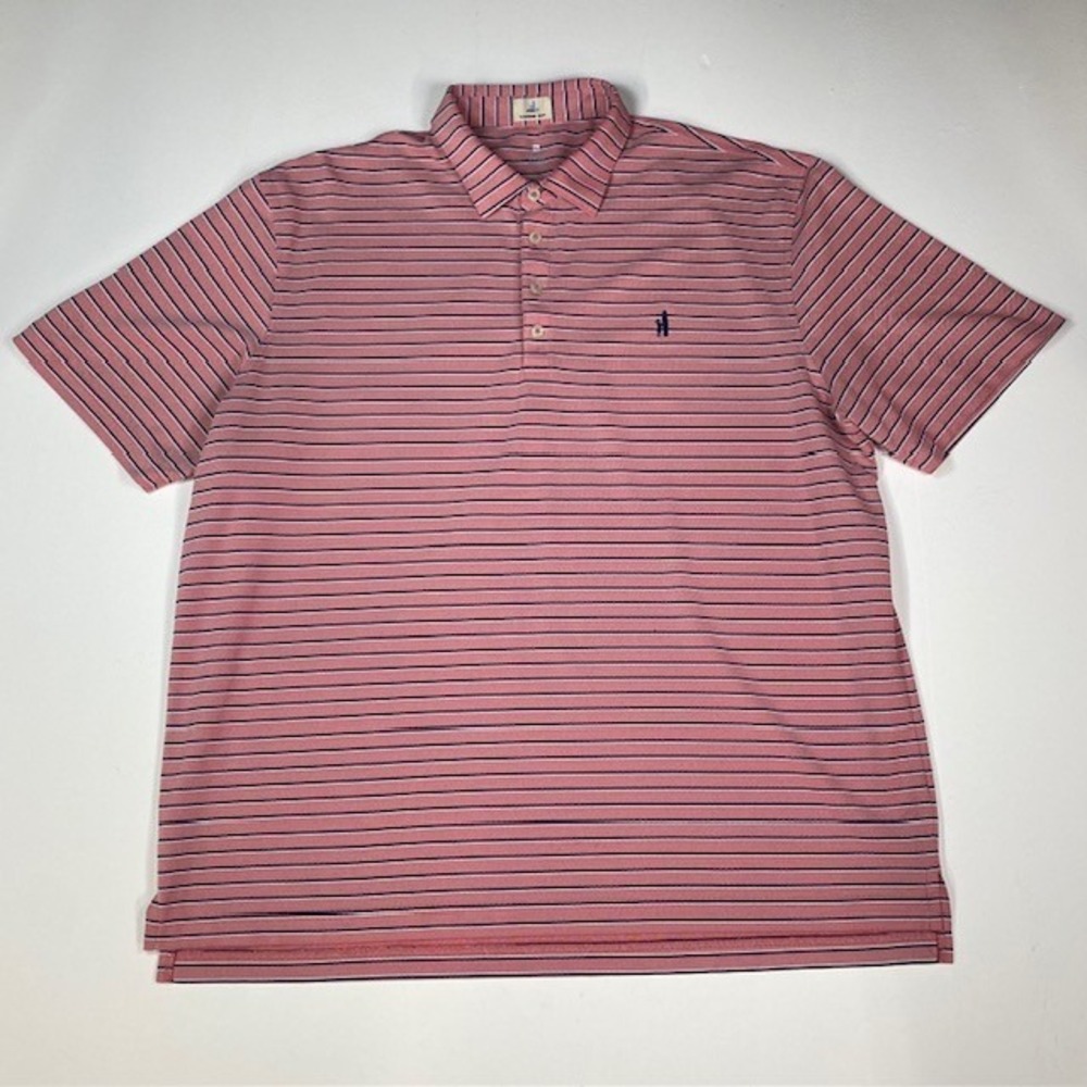 Johnnie O Hangin Out Polo Shirt Mens XL Pink Blue Striped Golf Casual